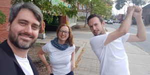Three staff in IT shirts - Toronto IT support jobs (Inderly)