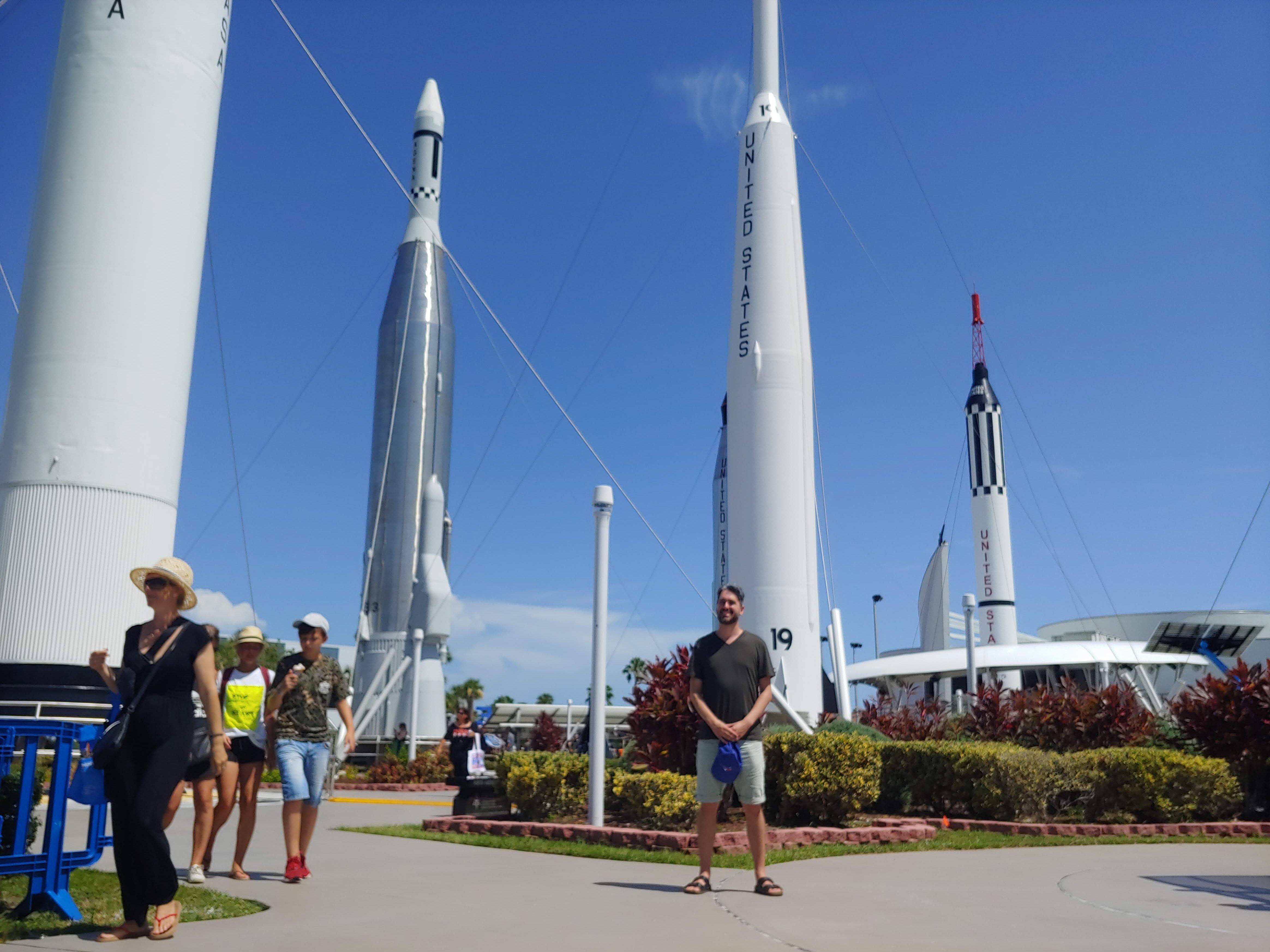 Colin Pearce at the Kennedy Space Center Rocket Garden