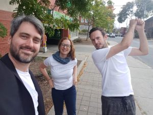 Three staff members wearing Inderly t-shirts outside - Inderly IT (Toronto)