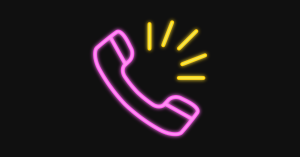 Florescent pink phone outline on black background